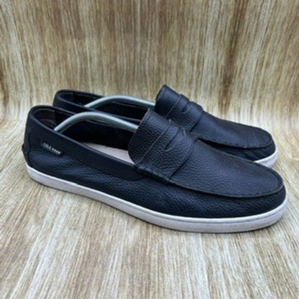 Cole Haan Pinch Weekender Men's Size 12 Black Pebble Leather Loafers‎ C13431